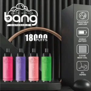 Bang Crown 18000 Puffs Disposable Vape – 24ml Large E-Liquid, Adjustable Airflow, Mesh Coil, USB-C Rechargeable
