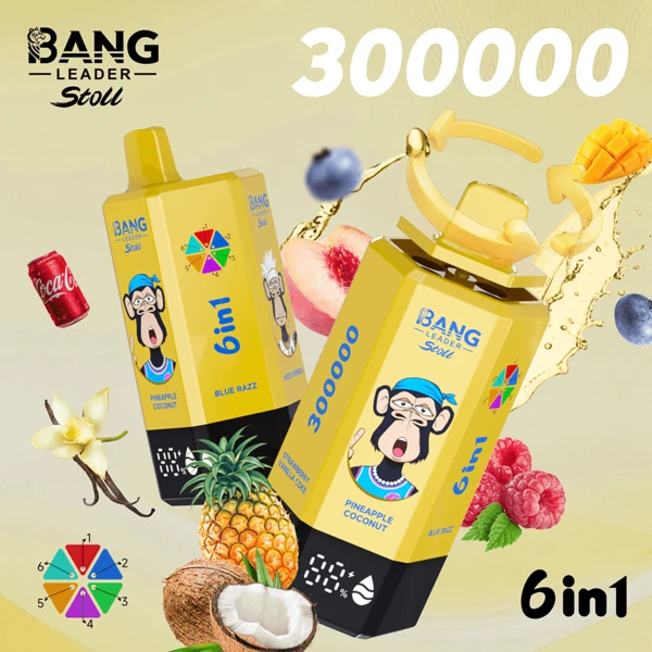 Bang-Leader-Stoll-300K-pineapple-coconutblue-razzmixed-berriesmango-peachblueberry-raspberrystrawberry-vanilla-coke.webp