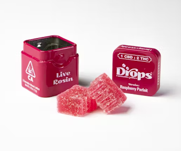Drops-Raspberry-1-1-2pc-8a0b0449-f19a-4e23-8514-75fd0ba40c9c.png Drops | Raspberry 1:2 | THC Bomb | Live Rosin Infused Jellies 100mg