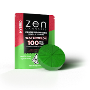 Zen Cannabis 100mg | Watermelon | Fast Acting Single Hybrid Gummy |