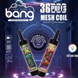 Bang 36000 Puffs Disposable Vape – 40ml Dual Tanks, 0.6Ω Mesh DTL, 650mAh Type-C Rechargeable
