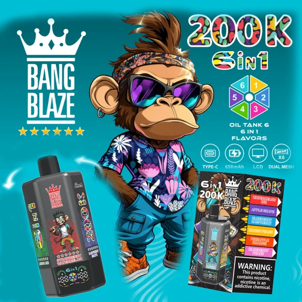 bang-blaze-200k-main-picture.webp Bang Blaze 200K 6-in-1 Disposable Vape | 200,000 Puffs Ultimate Flavor Station