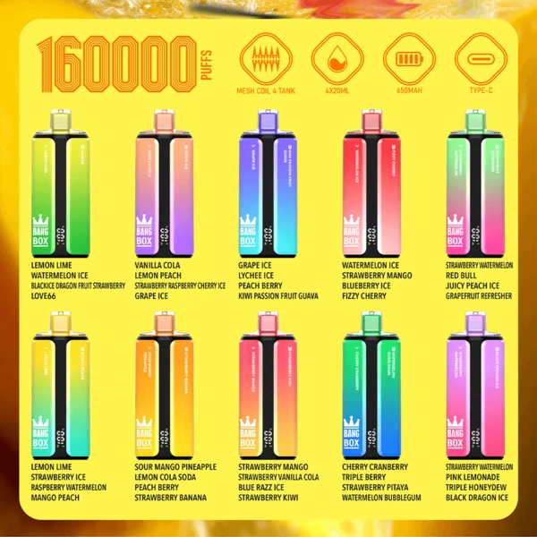 bang-box-160k-main-picture.webp Bang Box 160K 4-in-1 Flavors Disposable Vape | 160,000 Puffs – Ultimate Multi-Flavor Power